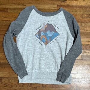 Parks Project women’s crewneck sweater grey baseball style
